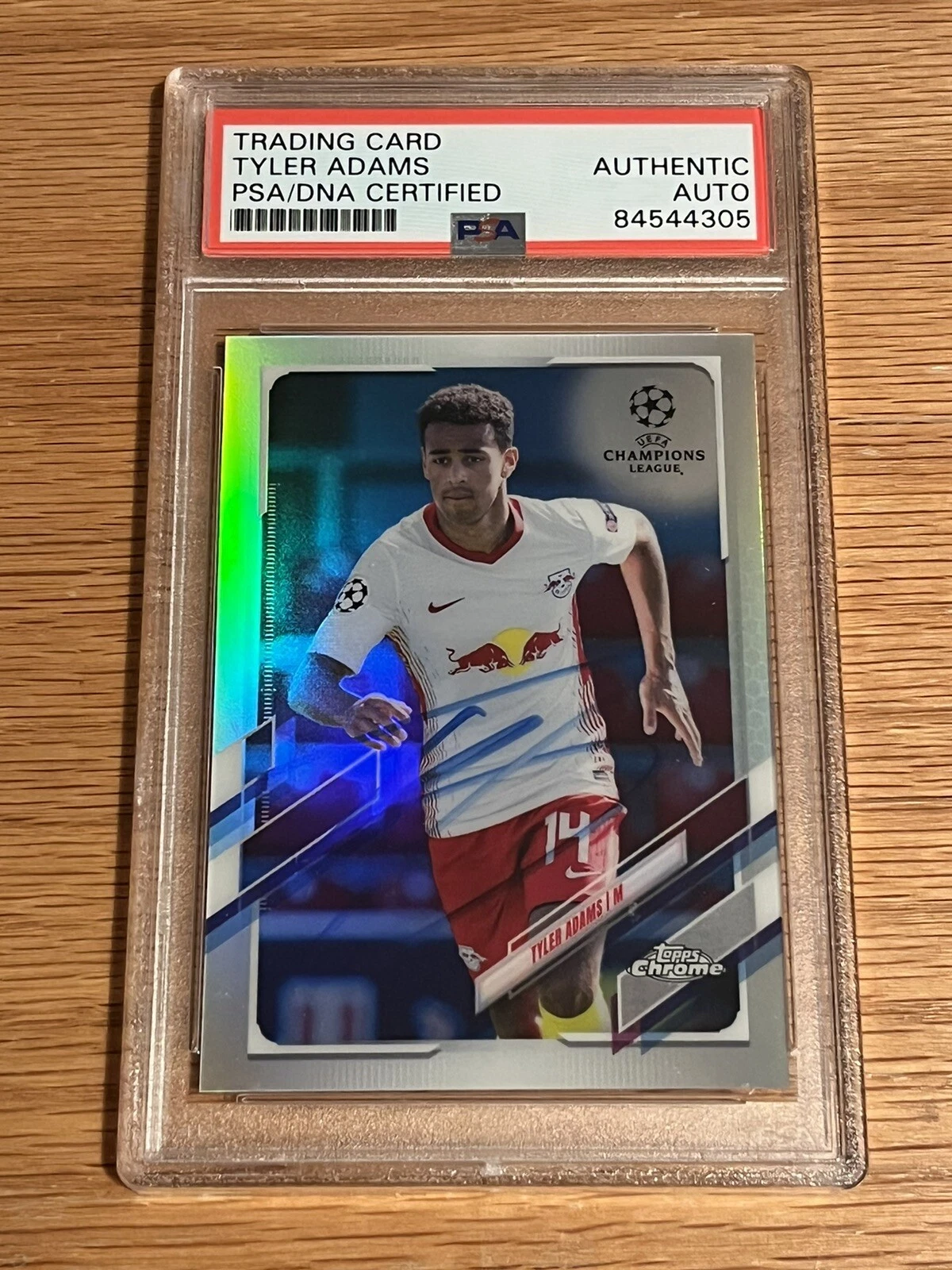 2020-21 Topps Chrome UEFA Champions League Tyler Adams Refractor Signed Auto PSA