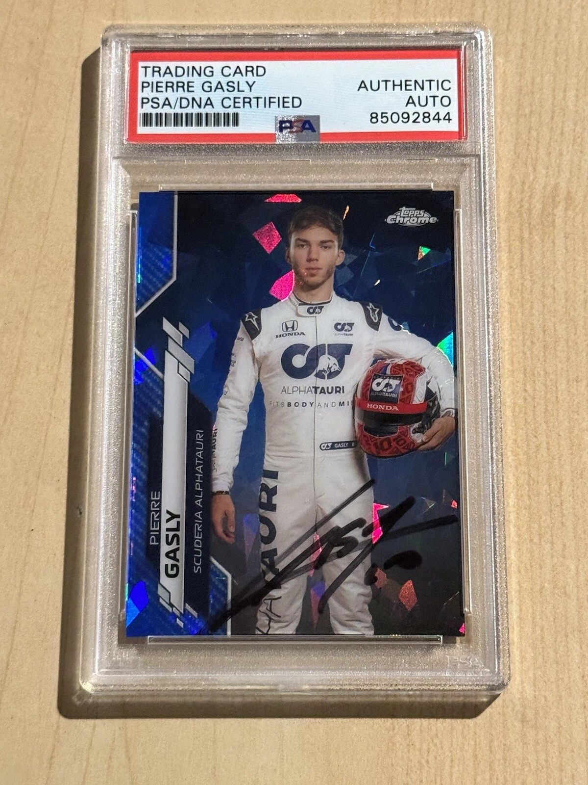 2020 PIERRE GASLY SIGNED AUTO Topps Chrome Formula 1 Sapphire #11 RC F1 PSA
