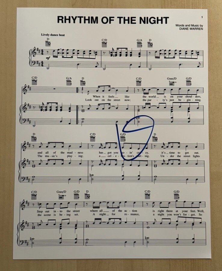 DIANE WARREN SIGNED LYRIC MUSIC SHEET AUTOGRAPHED LEGENDARY SONGWRITER RARE COA