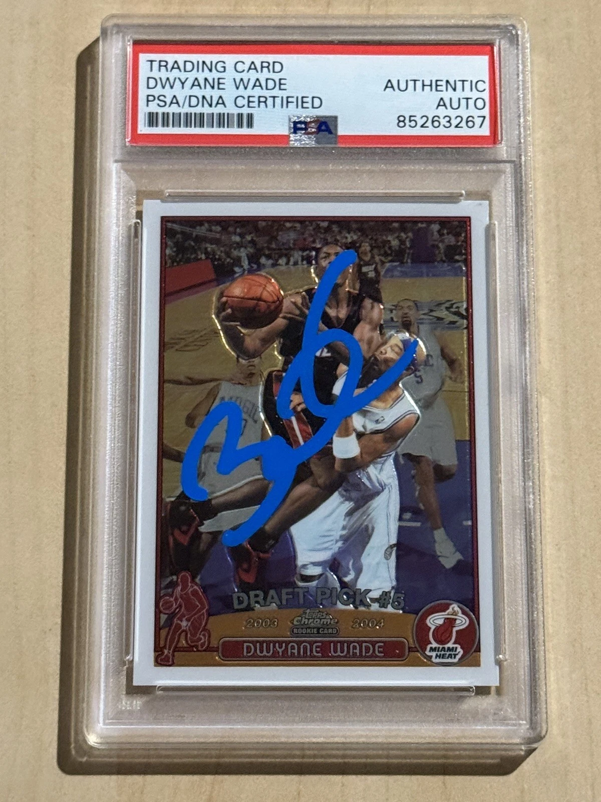 Dwyane Wade Signed 2003-04 Topps Chrome Basketball Rookie RC Card #115 HOF PSA