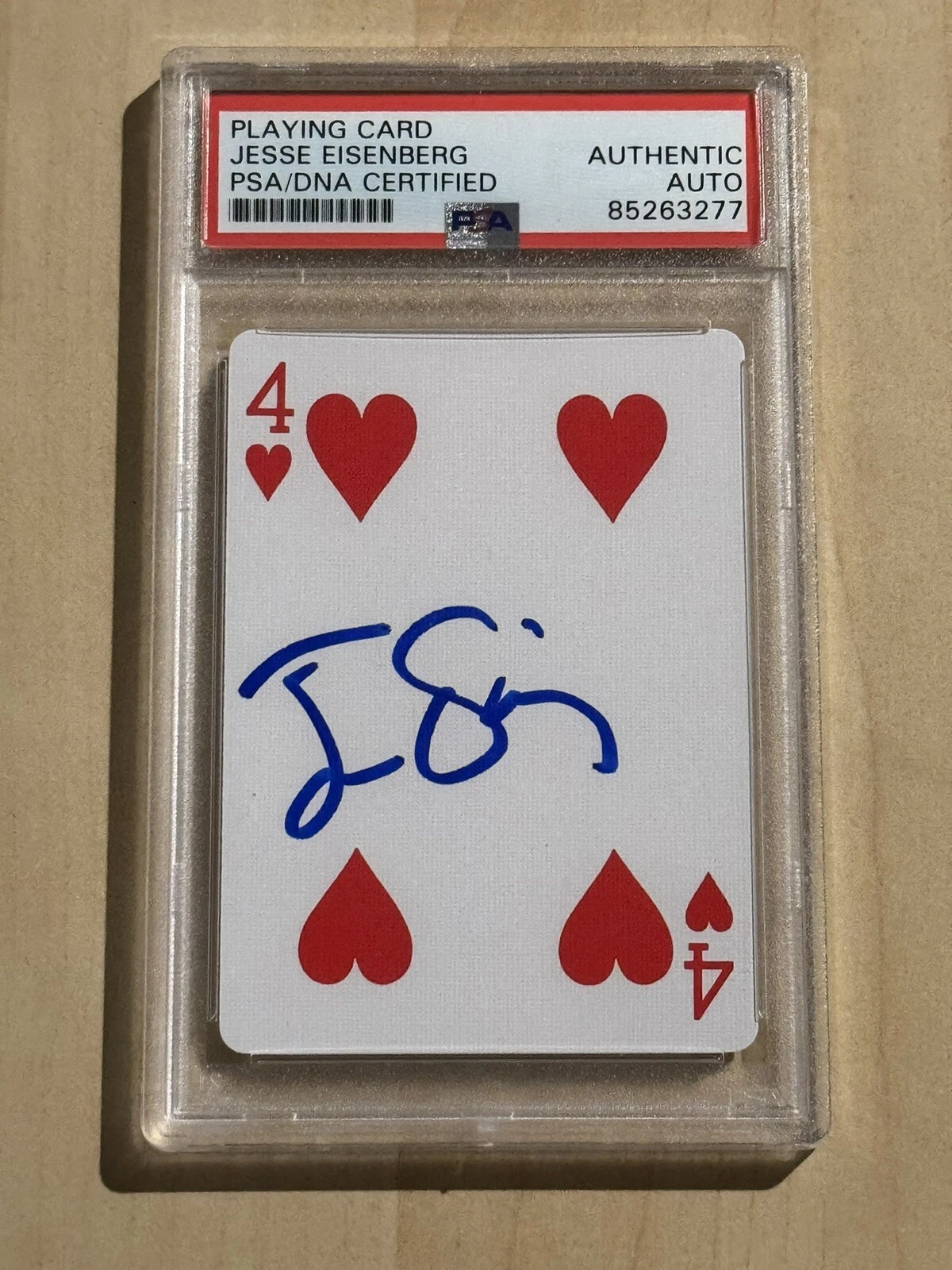 JESSE EISENBERG SIGNED NOW YOU SEE ME MOVIE PLAYING CARD PSA SLAB