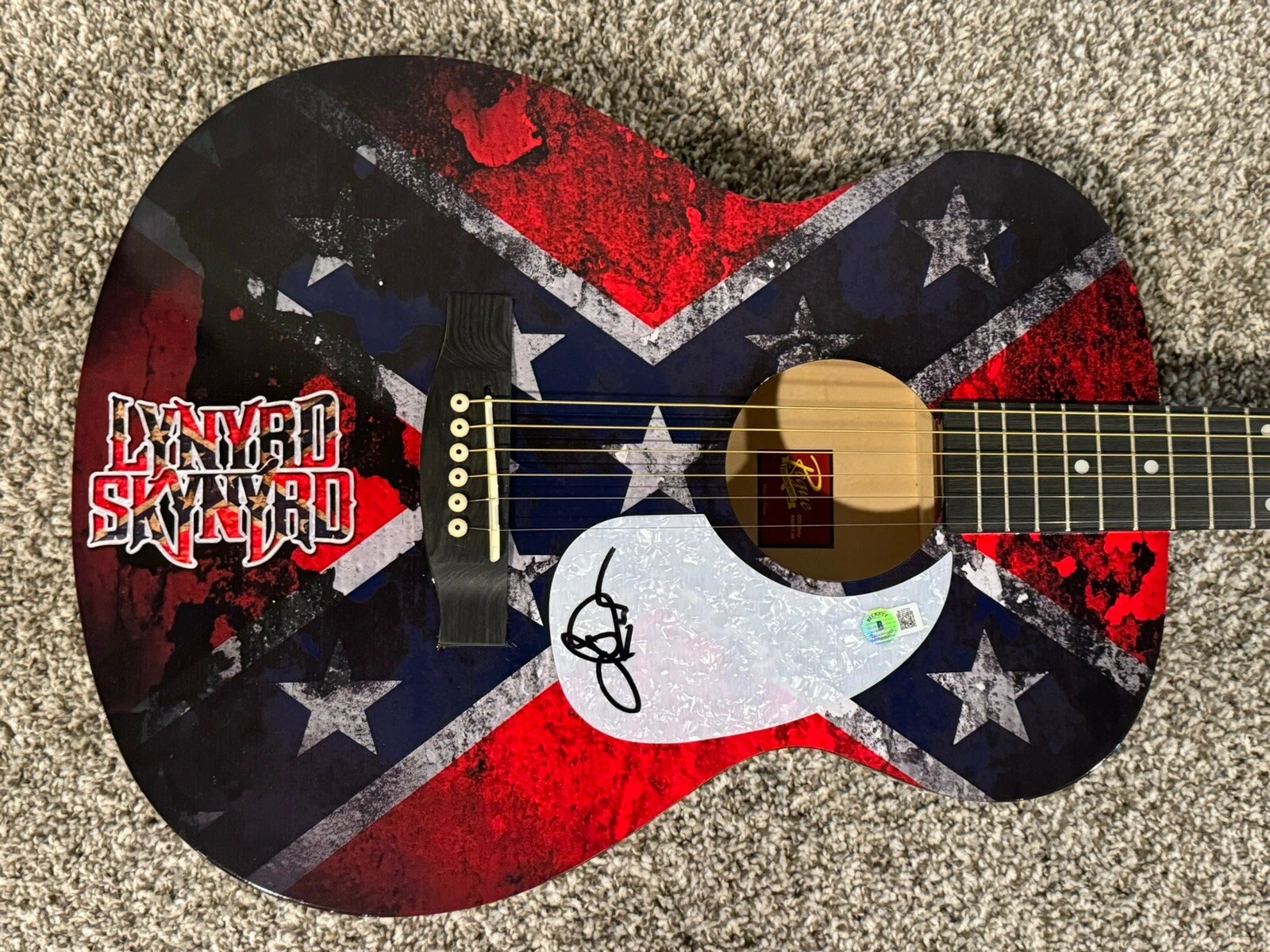 JOHNNY VANZANT SIGNED CUSTOM GUITAR LYNYRD SKYNYRD SINGER AUTOGRAPHED BAS COA