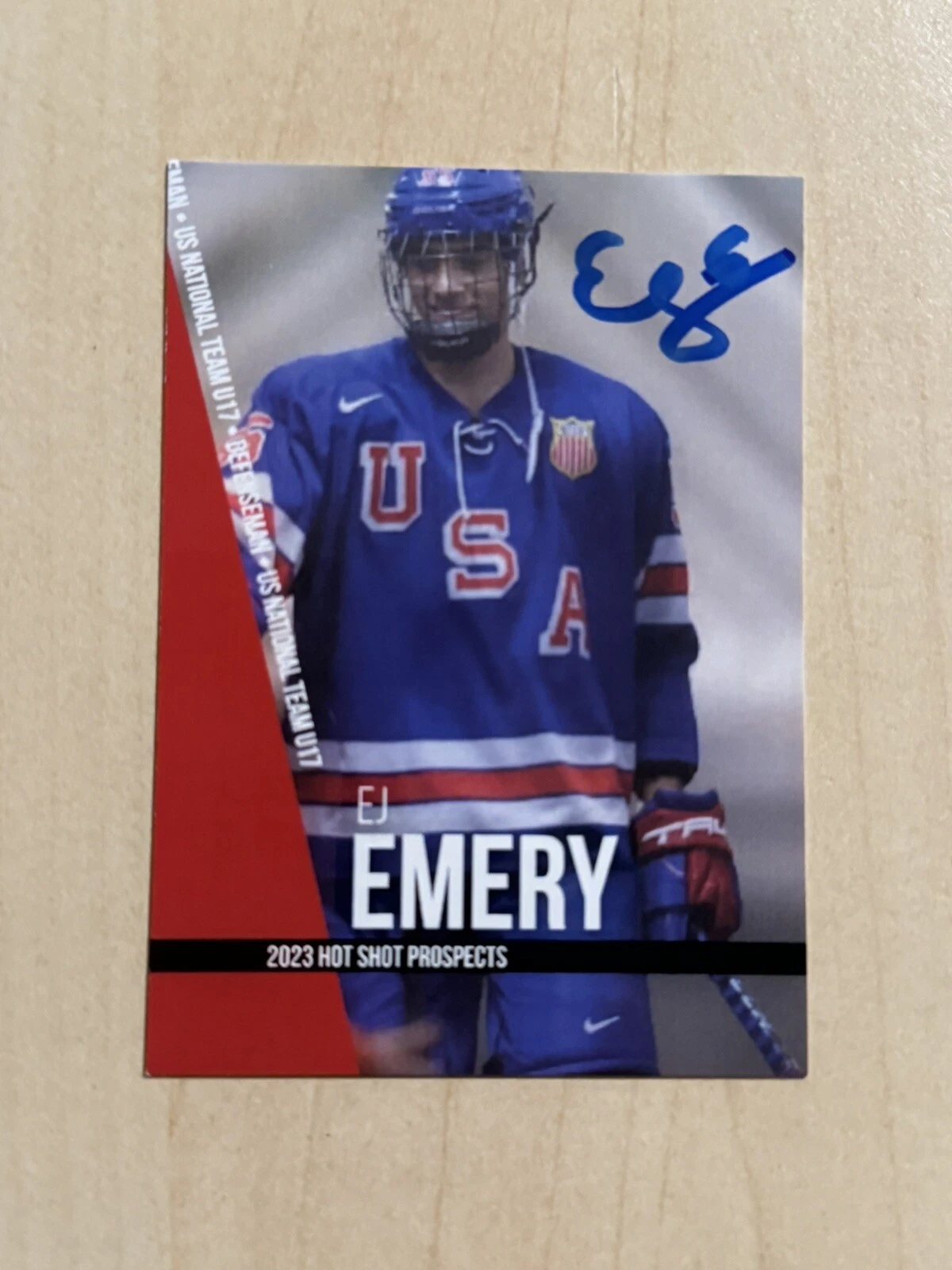 EJ EMERY SIGNED HOCKEY NHL PROSPECT ROOKIE RC CARD AUTO 1st ROUND PICK COA
