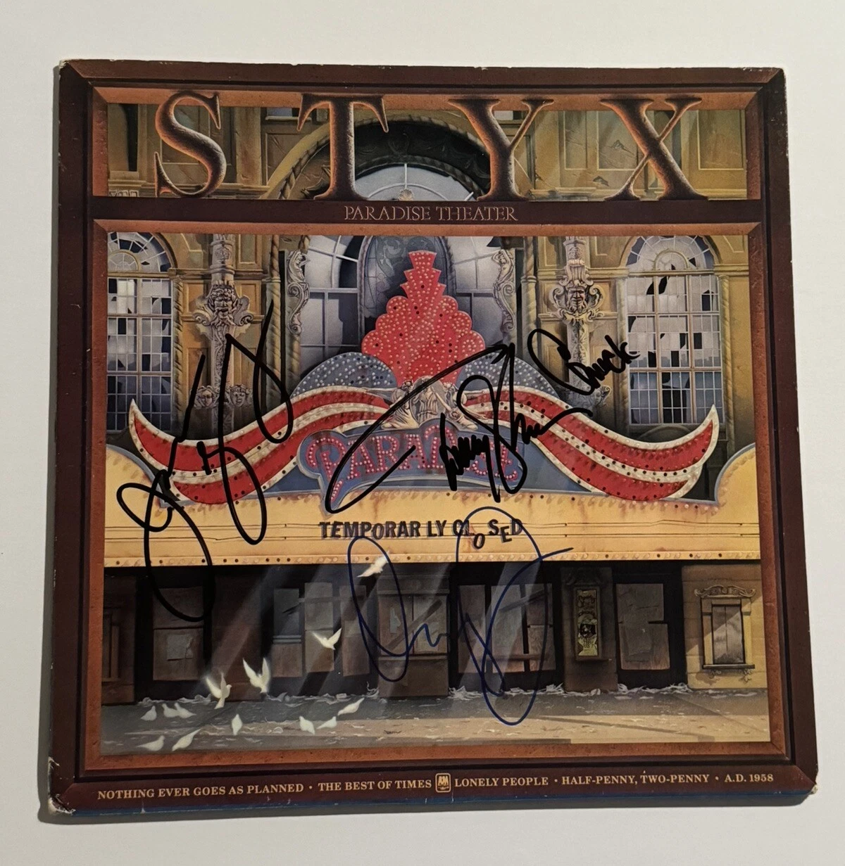 STYX FULL BAND SIGNED VINYL RECORD LP AUTOGRAPHED DENNIS DEYOUNG TOMMY SHAW COA