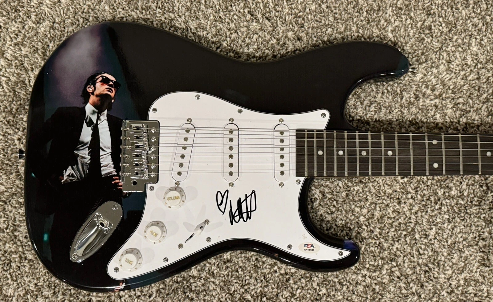 MATTY HEALY HAND SIGNED CUSTOM GUITAR THE 1975 SINGER LEGEND AUTOGRAPHED PSA COA