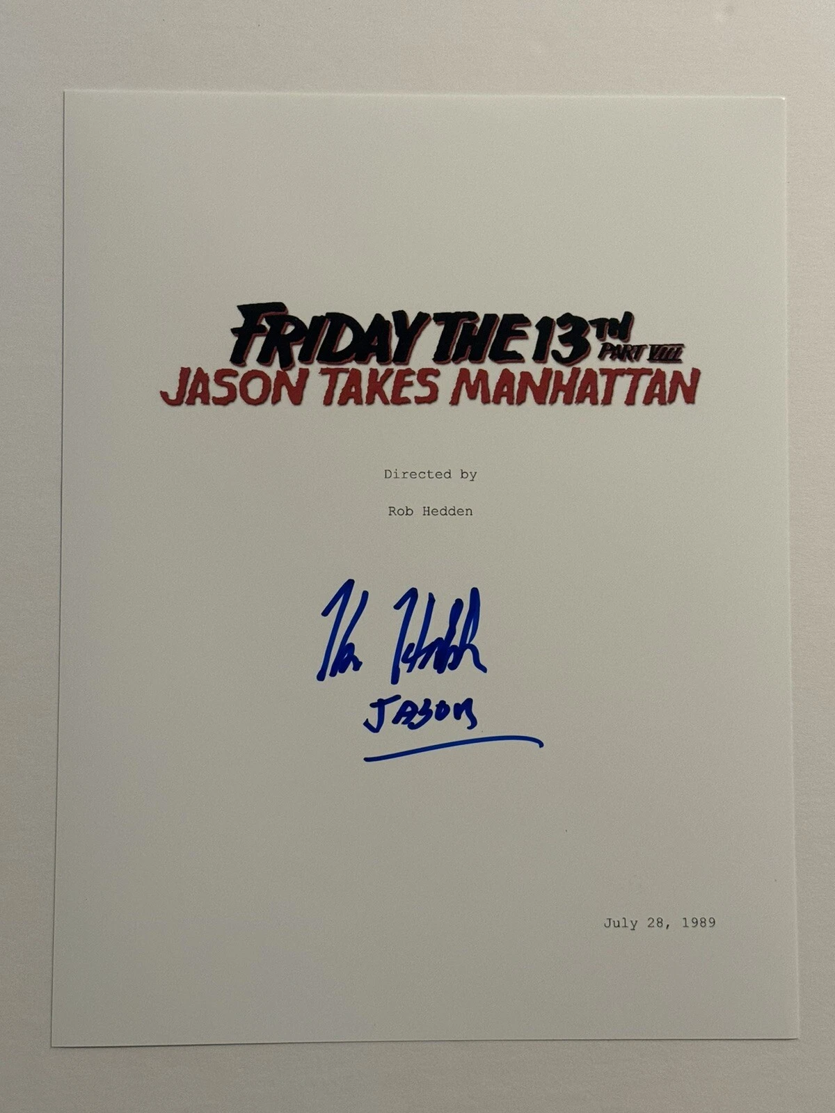 KANE HODDER SIGNED SCRIPT COVER ACTOR AUTOGRAPHED FRIDAY THE 13th MOVIE RARE COA