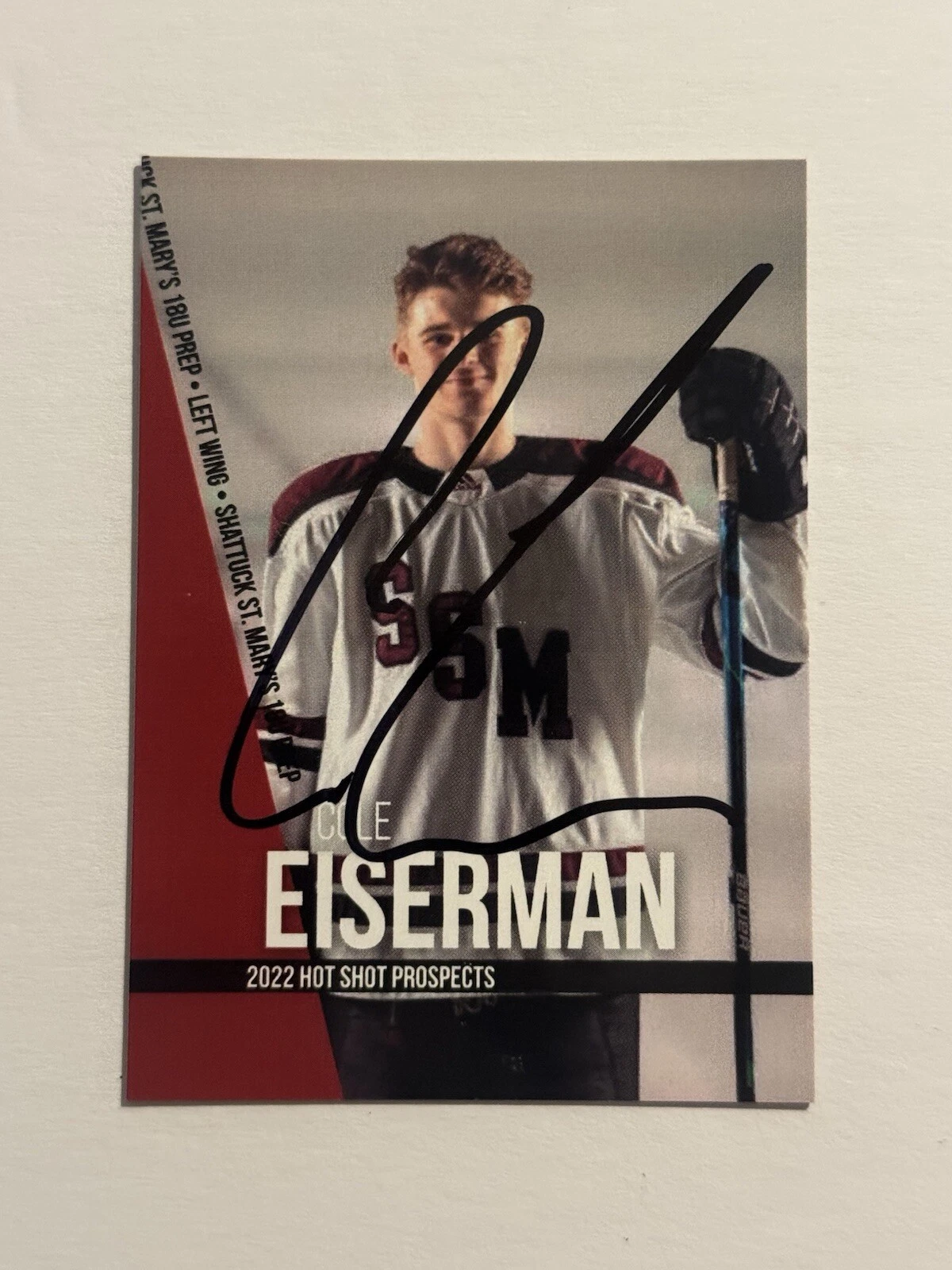 COLE EISERMAN SIGNED HOCKEY NHL PROSPECT ROOKIE RC CARD AUTO 1st ROUND PICK COA
