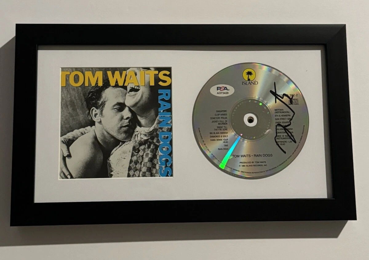 TOM WAITS SIGNED RAIN DOGS CD FRAMED SINGER LEGEND VERY RARE PSA COA