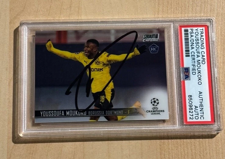 2020-21 Topps Stadium Club Chrome Youssoufa Moukoko SIGNED AUTO RC #57 PSA