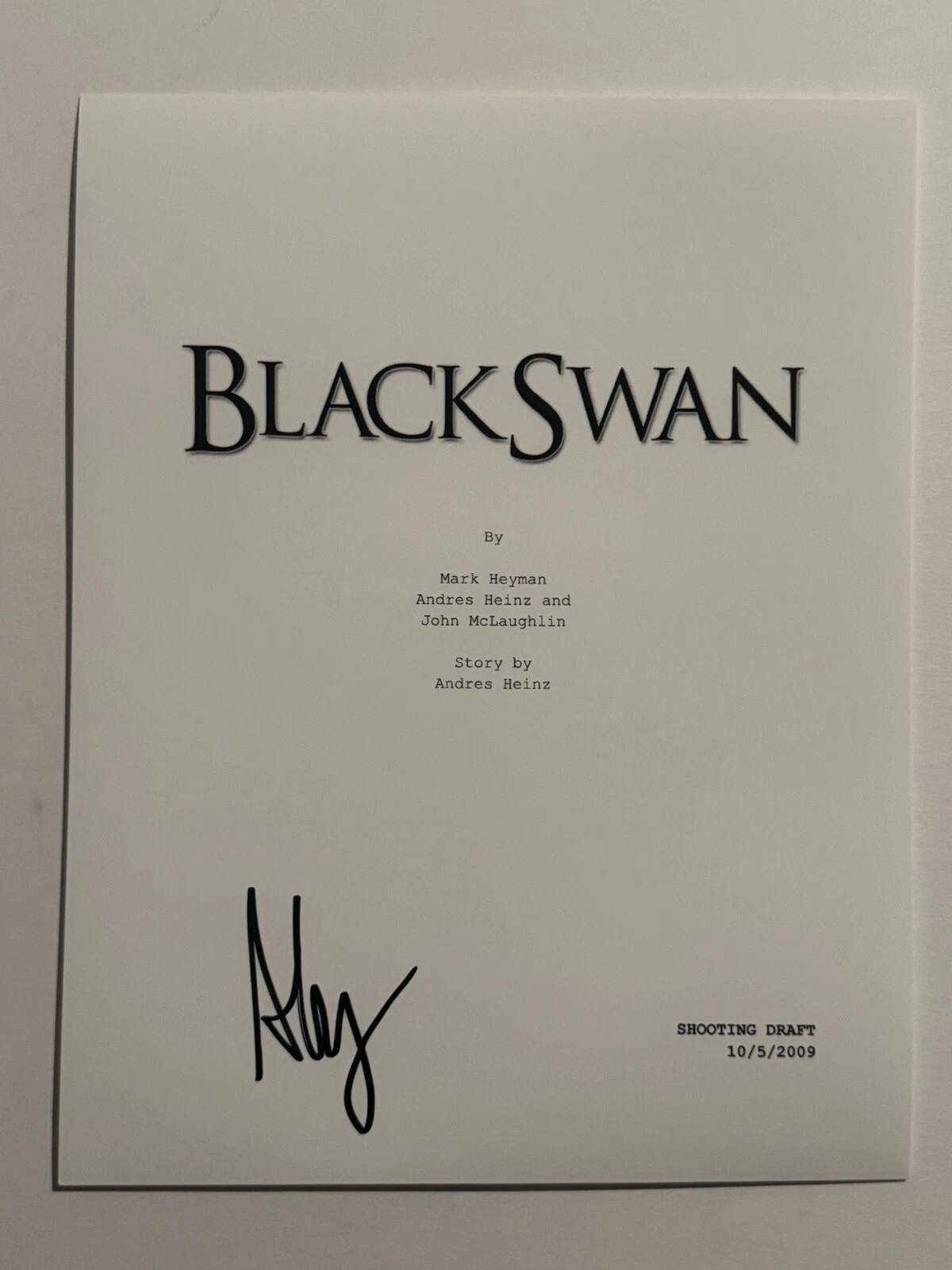 DARREN ARONOFSKY SIGNED SCRIPT COVER AUTOGRAPHED BLACK SWAN DIRECTOR LEGEND COA