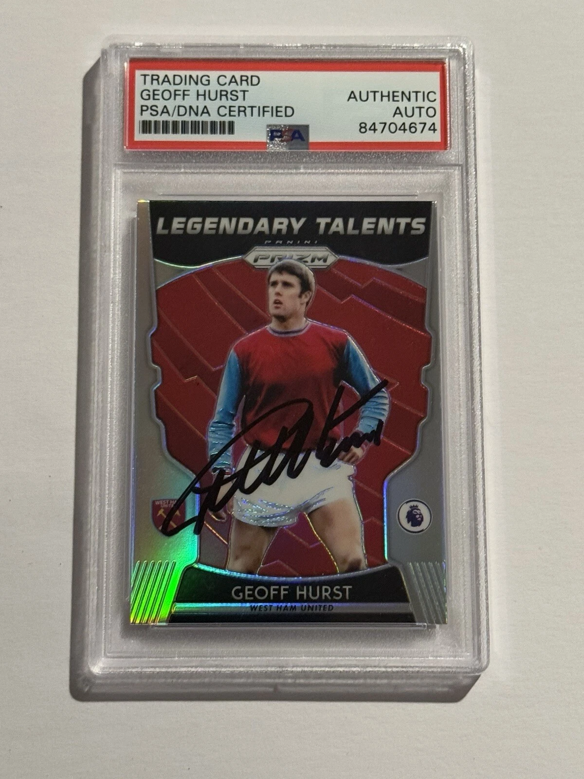 GEOFF HURST 2019-20 PANINI PRIZM #LT4 LEGENDARY TALENTS SILVER SIGNED AUTO PSA