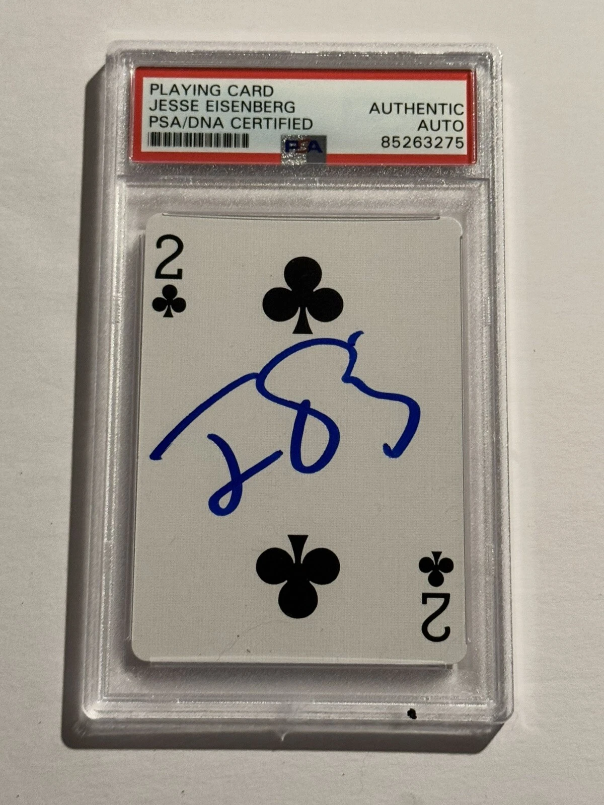 JESSE EISENBERG SIGNED NOW YOU SEE ME MOVIE PLAYING CARD PSA SLAB