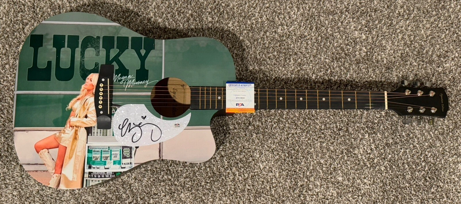 MEGAN MORONEY SIGNED CUSTOM GUITAR SEXY COUNTRY MUSIC STAR AUTOGRAPHED PSA COA