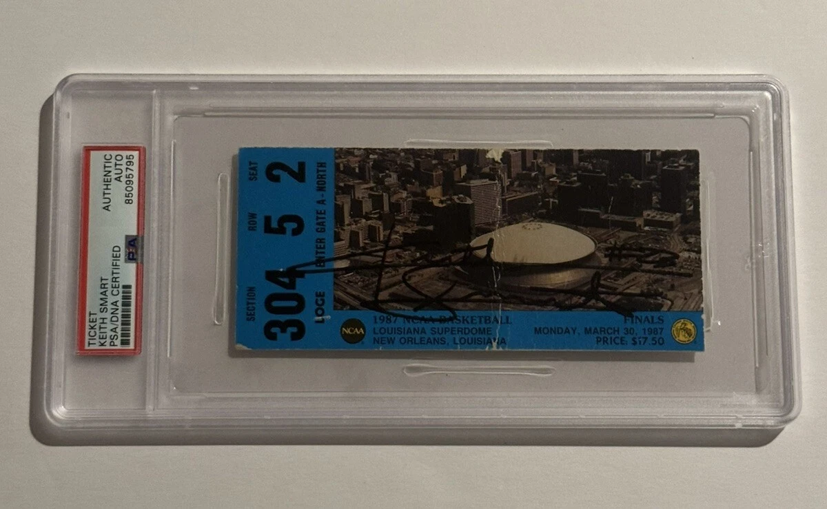 KEITH SMART HAND SIGNED 1987 INDIANA HOOSIERS CHAMPIONSHIP TICKET PSA/DNA COA