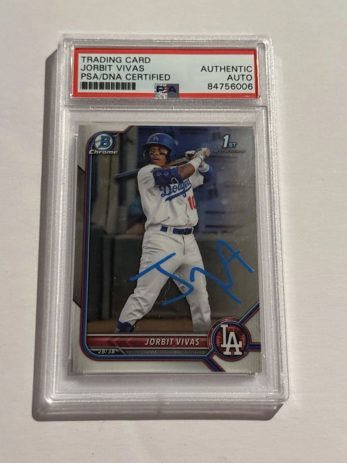 Jorbit Vivas Signed 2022 1st Bowman Chrome Auto Paint Pen Dodgers BCP24 PSA/DNA