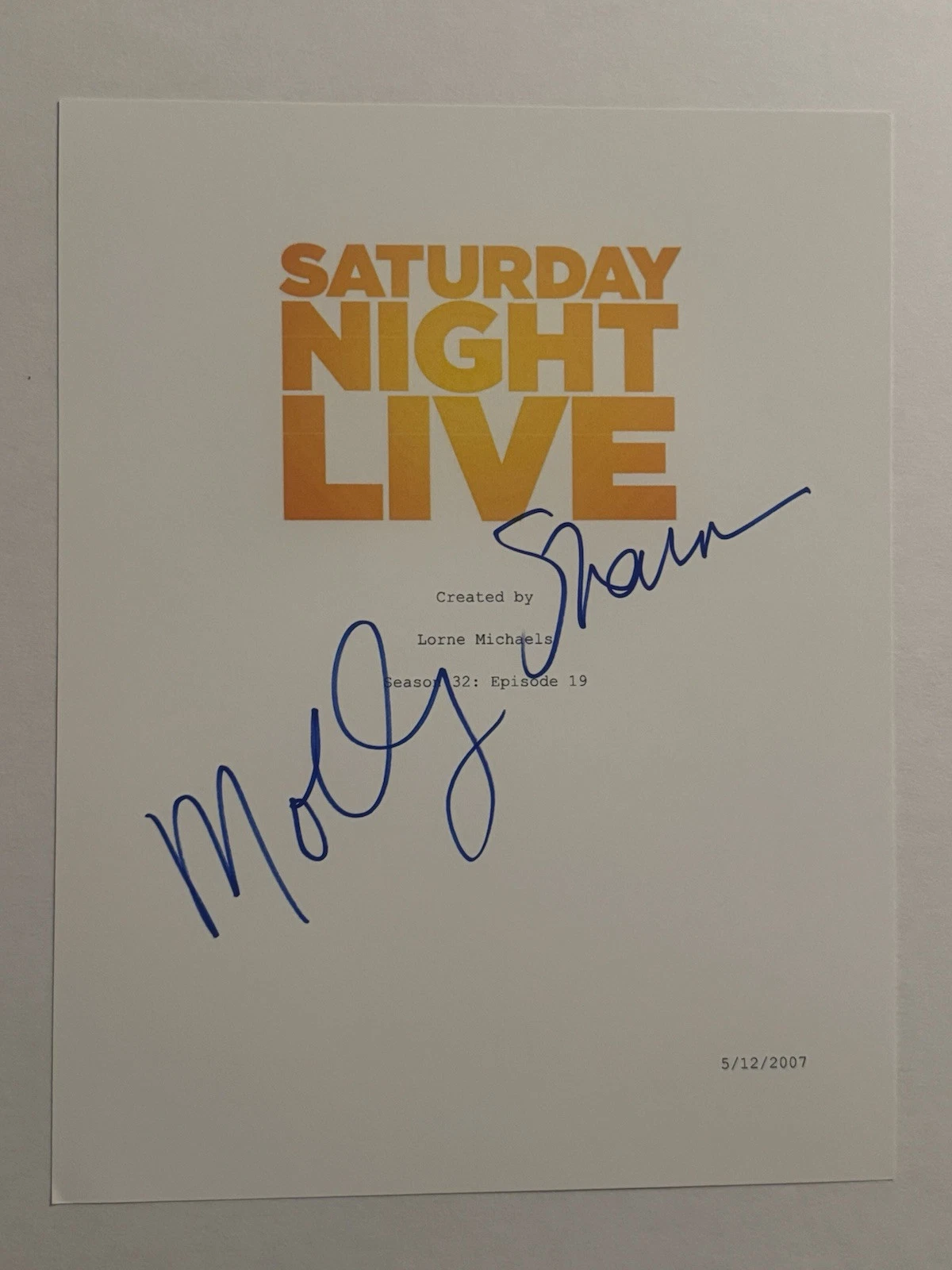 MOLLY SHANNON SIGNED SCRIPT COVER AUTOGRAPHED SATURDAY NIGHT LIVE SNL HOST COA