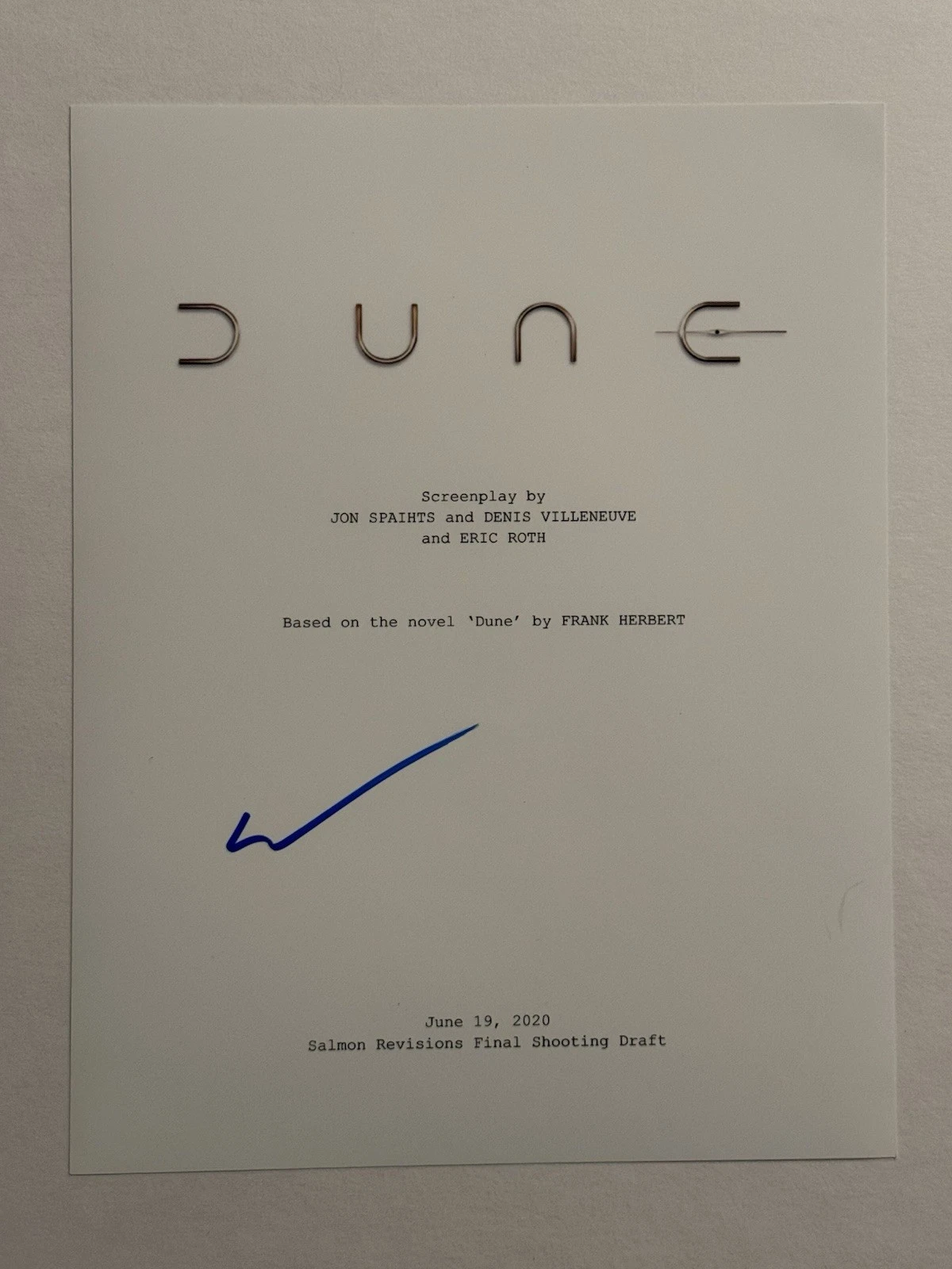 ERIC ROTH SIGNED SCRIPT COVER AUTOGRAPHED DUNE MOVIE WRITER COA