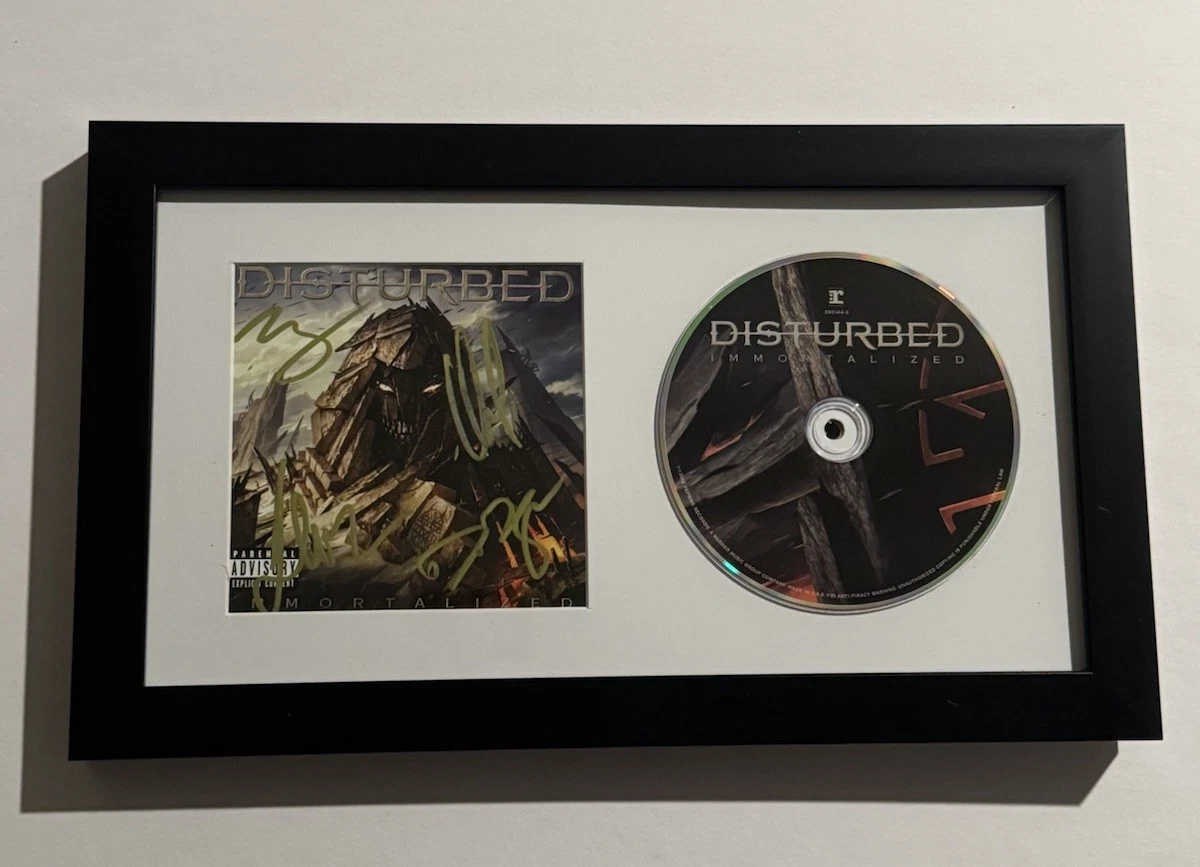 DISTURBED FULL BAND SIGNED IMMORTALIZED CD FRAMED ROCK BAND DAVID DRAIMAN COA