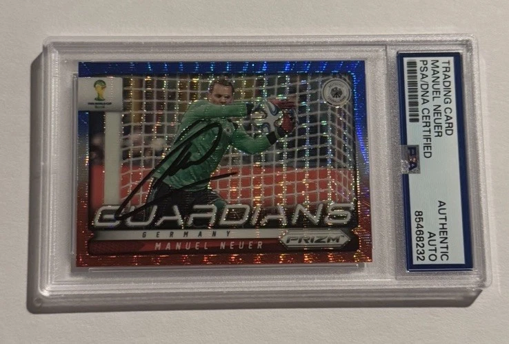 MANUEL NEUER SIGNED AUTO 2014 Panini Prizm World Cup Guardians RWB Wave PSA