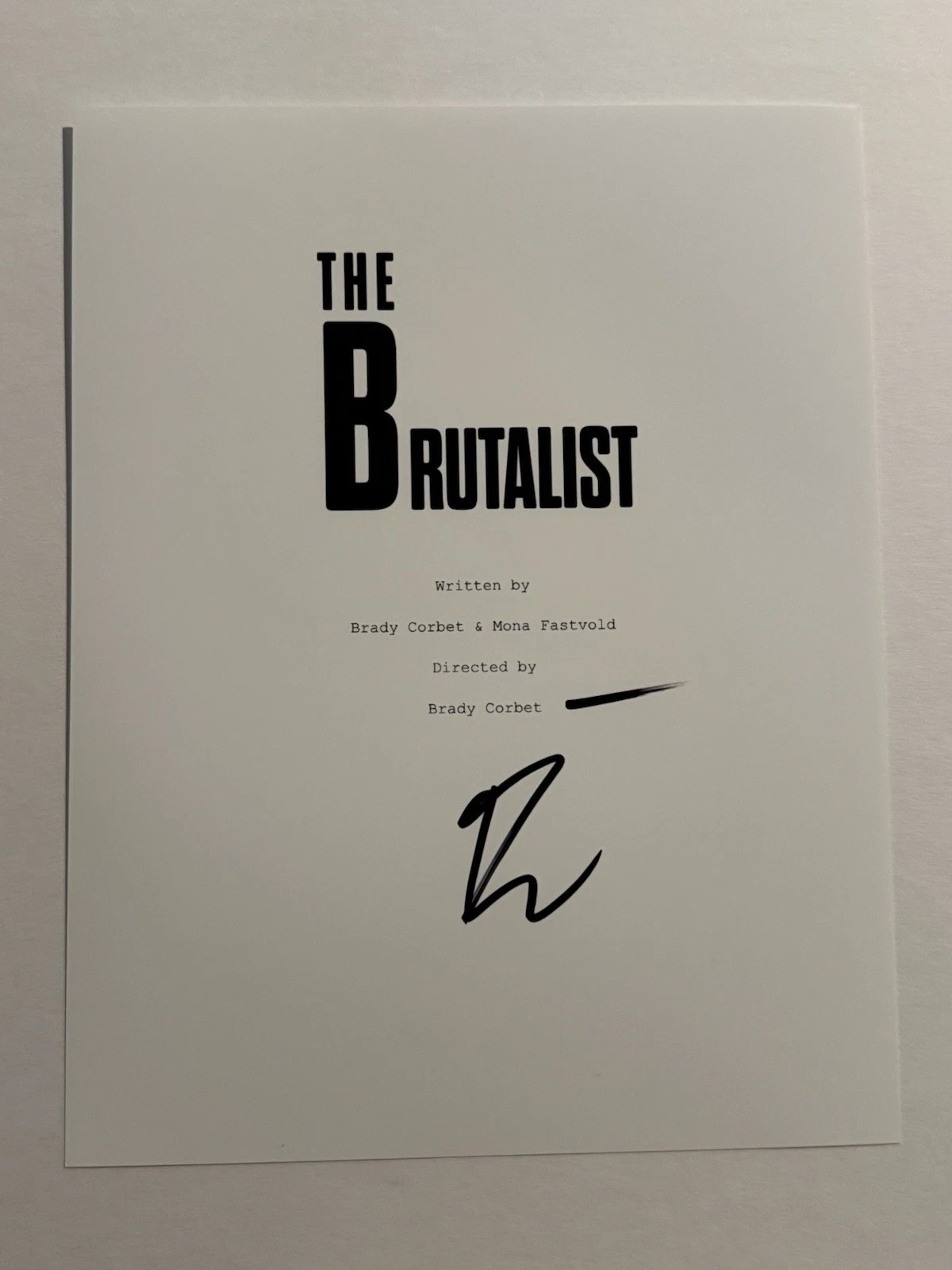 BRADY CORBET SIGNED SCRIPT COVER AUTOGRAPHED THE BRUTALIST MOVIE DIRECTOR COA