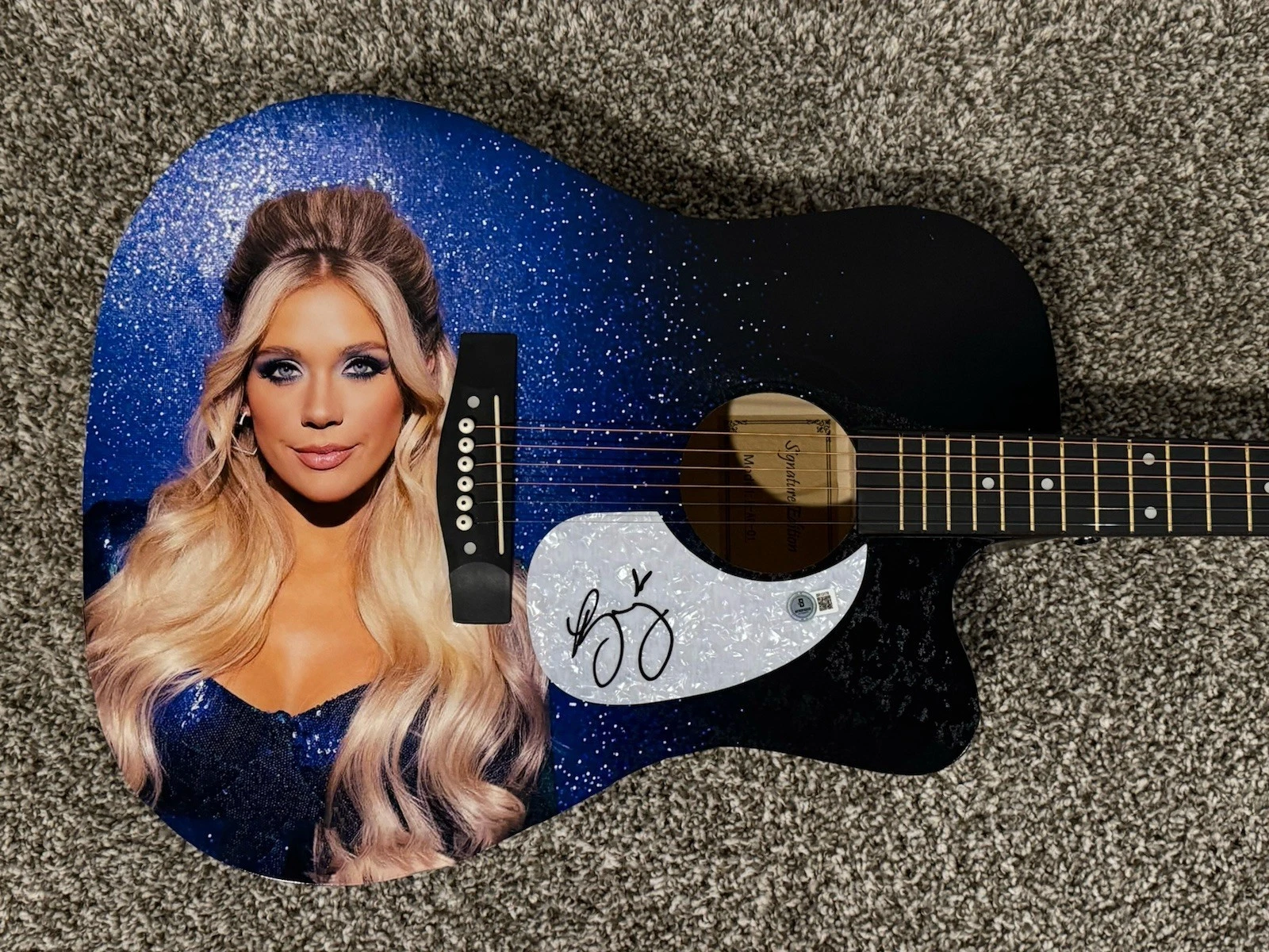 MEGAN MORONEY SIGNED CUSTOM GUITAR SEXY COUNTRY MUSIC STAR AUTOGRAPHED BAS COA