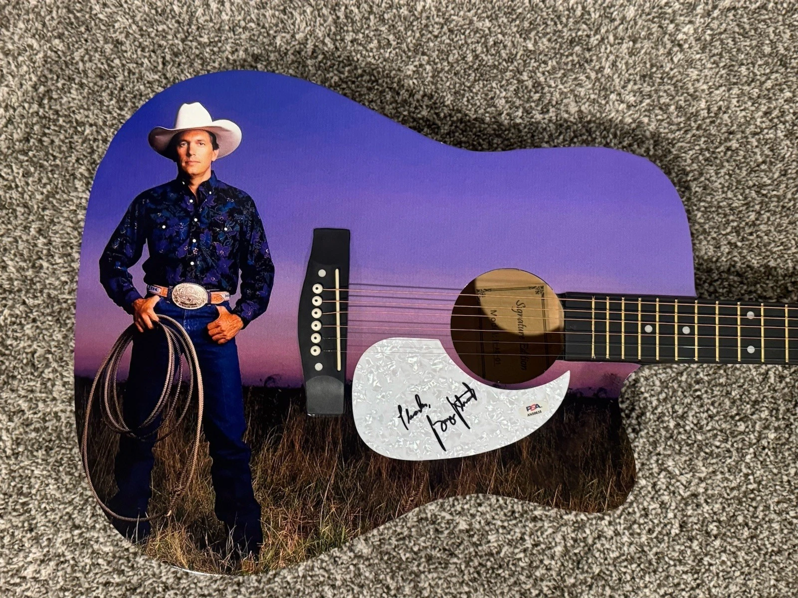 GEORGE STRAIT HAND SIGNED CUSTOM GUITAR COUNTRY MUSIC LEGEND AUTOGRAPHED PSA COA