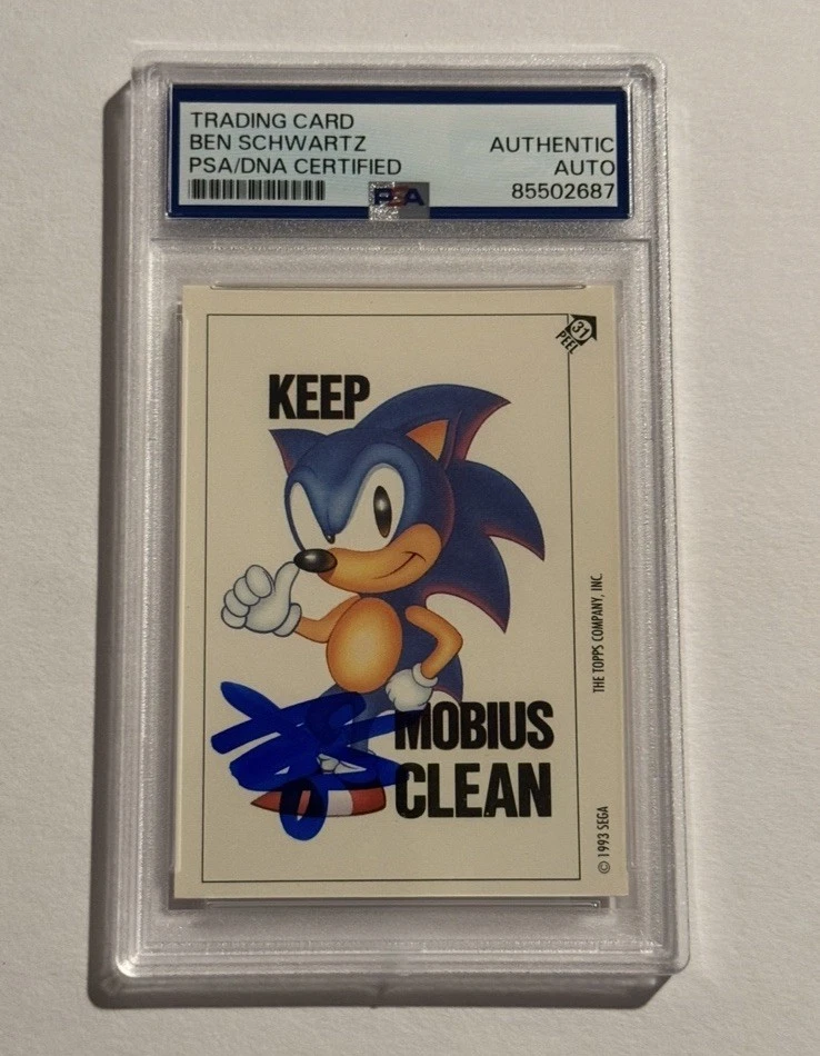 BEN SCHWARTZ SIGNED AUTO 1993 Topps Sonic the Hedgehog #31 Sega Genesis Card PSA