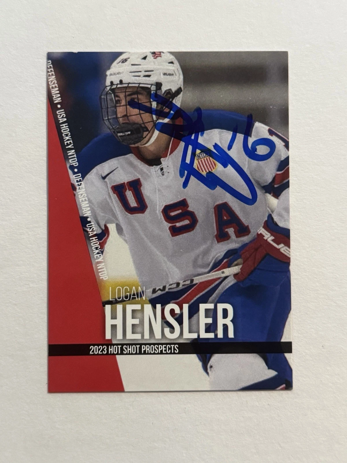 LOGAN HENSLER SIGNED HOCKEY NHL PROSPECT ROOKIE RC CARD AUTO 1st ROUND PICK COA