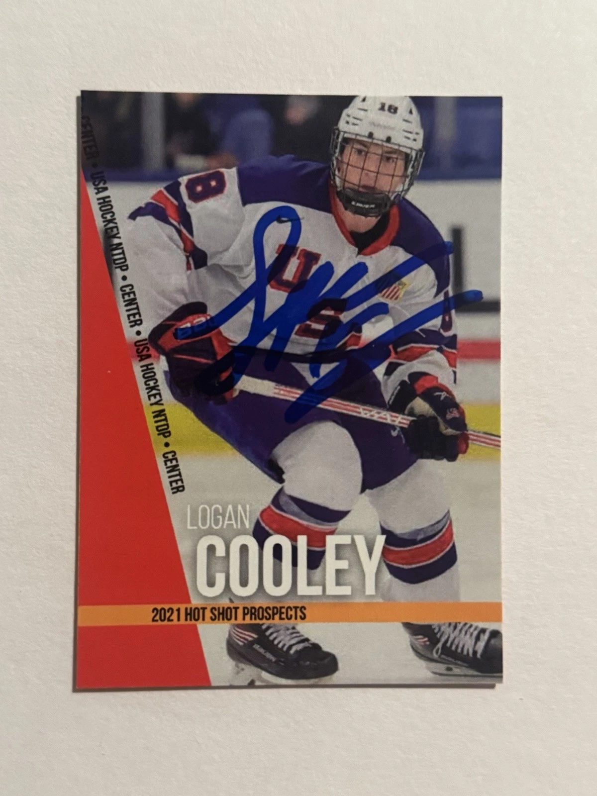 LOGAN COOLEY SIGNED HOCKEY NHL PROSPECT ROOKIE RC CARD AUTO UTAH STAR COA