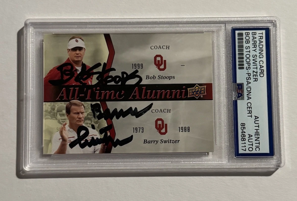 2011 Upper Deck Oklahoma Bob Stoops & Barry Switzer SIGNED AUTO SLABBED PSA