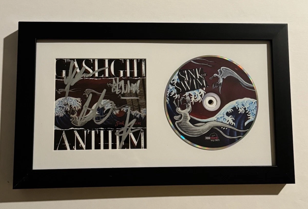 THE GASLIGHT ANTHEM FULL BAND SIGNED SINK OR SWIM CD FRAMED BRIAN FALLON COA