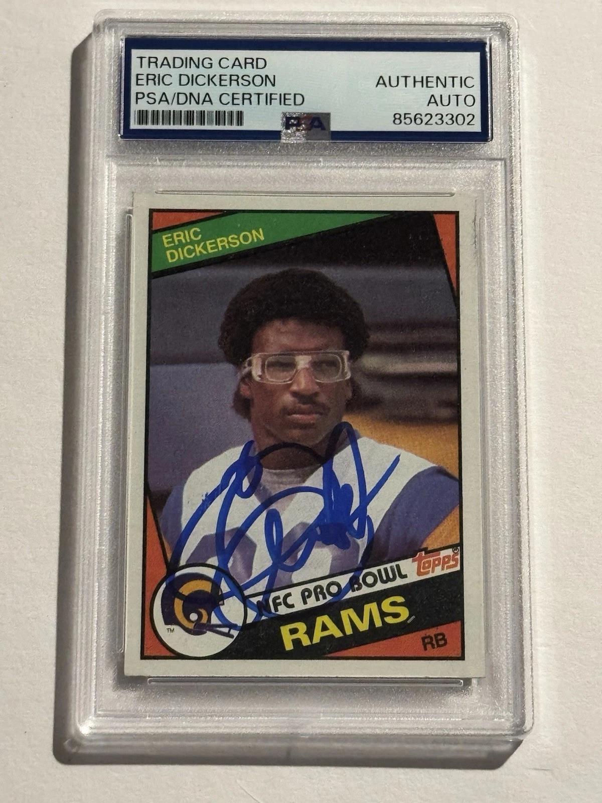 Eric Dickerson Signed 1984 Topps Football #280 RC Rookie Card AUTO PSA/DNA HOF