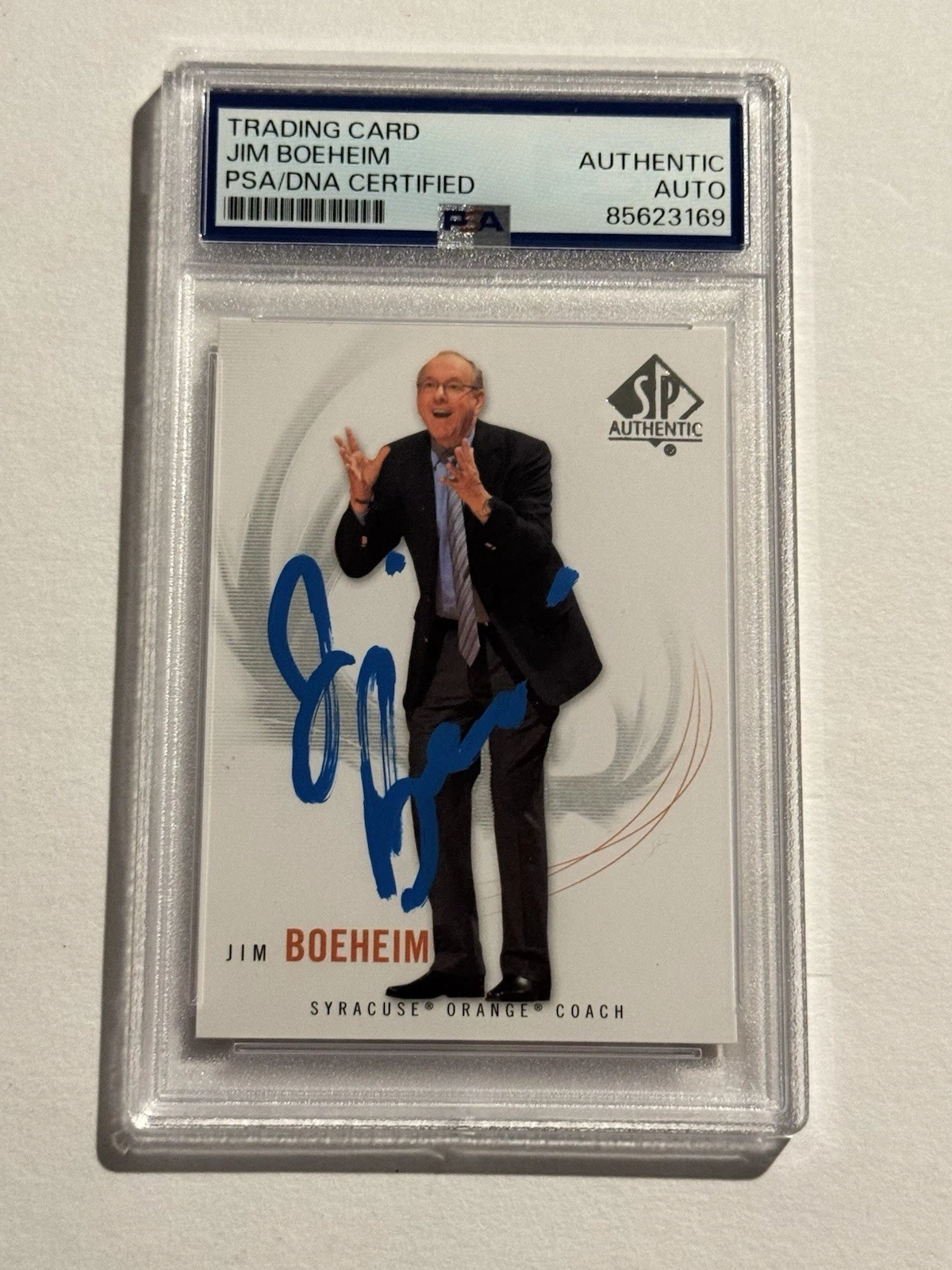 JIM BOEHEIM SIGNED AUTO RC 2010 SP Authentic #85 Syracuse Orange Coach PSA