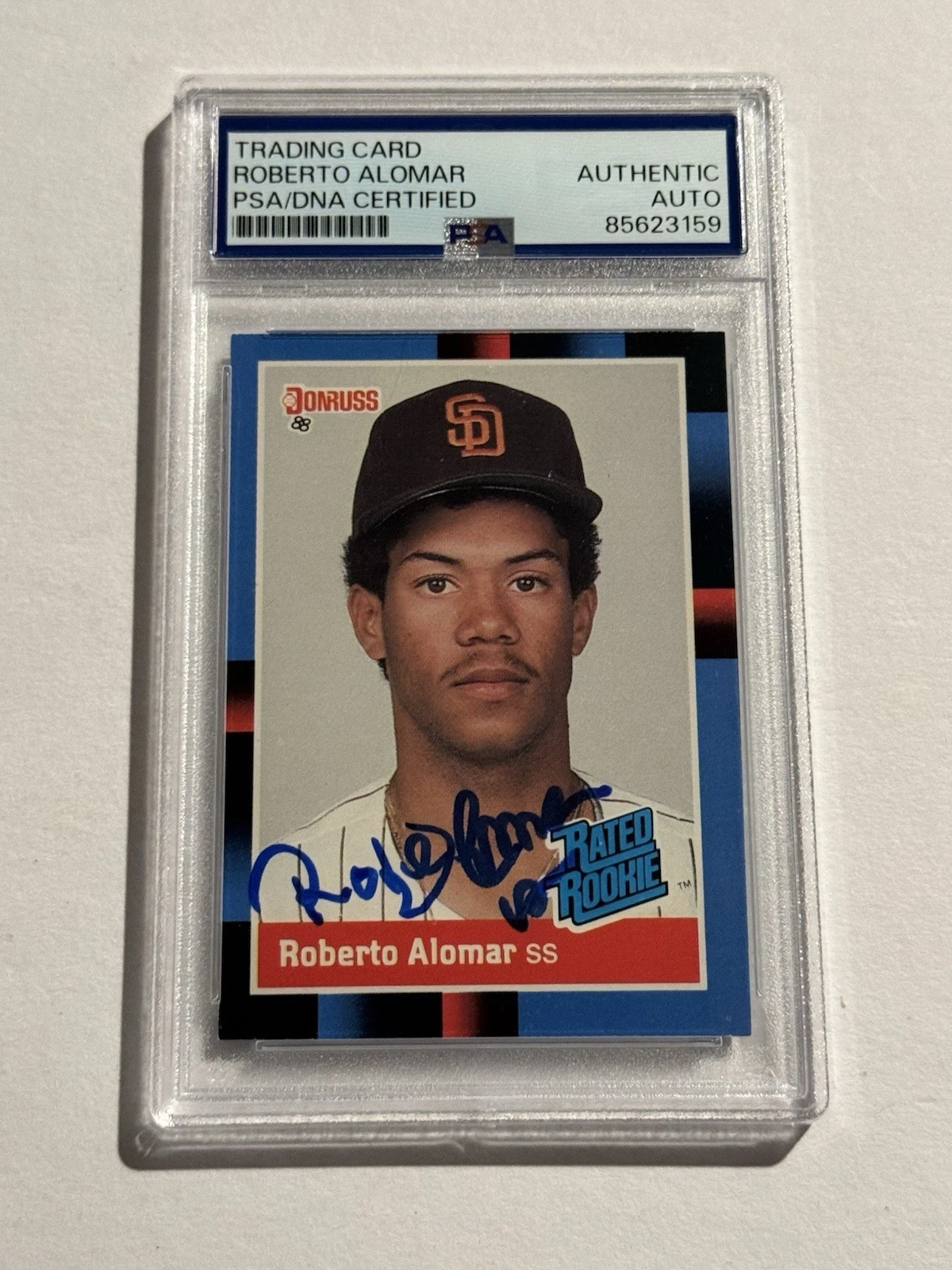 Roberto Alomar Signed Auto 1988 Donruss Rookie RC Autographed HOF PSA