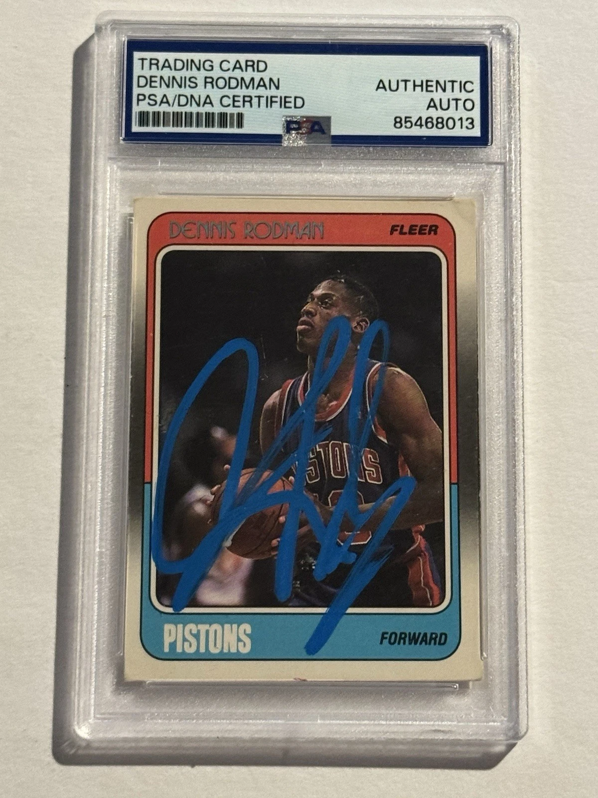 1988 Fleer Dennis Rodman RC SIGNED #43 Rookie Auto PSA Graded Detroit Pistons