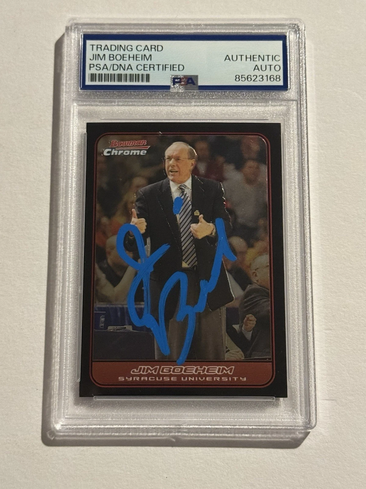 Jim Boeheim Signed AUTO 2006 Bowman Chrome RC ROOKIE Card #114 SYRACUSE PSA