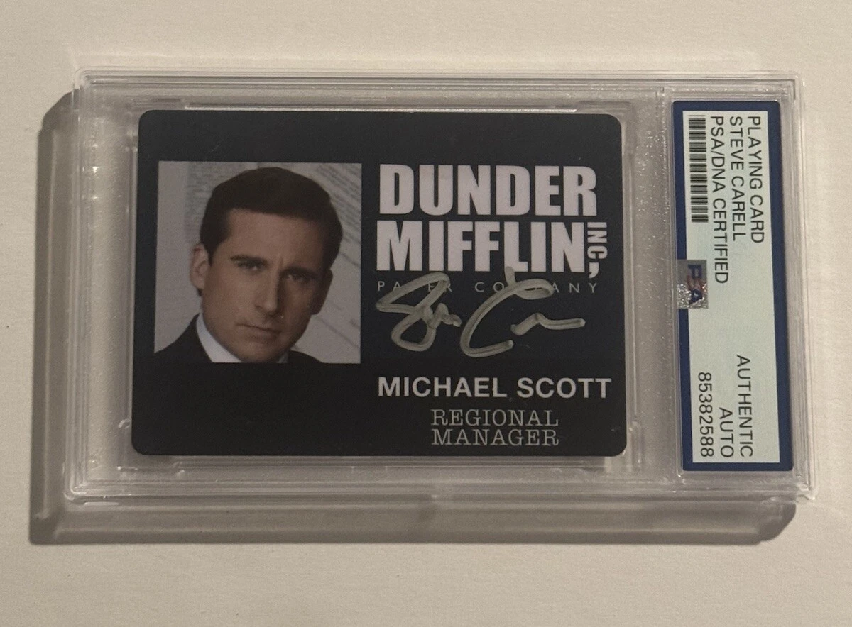 STEVE CARELL SIGNED AUTO Michael Scott 2019 The Office Downsizing ID Card PSA