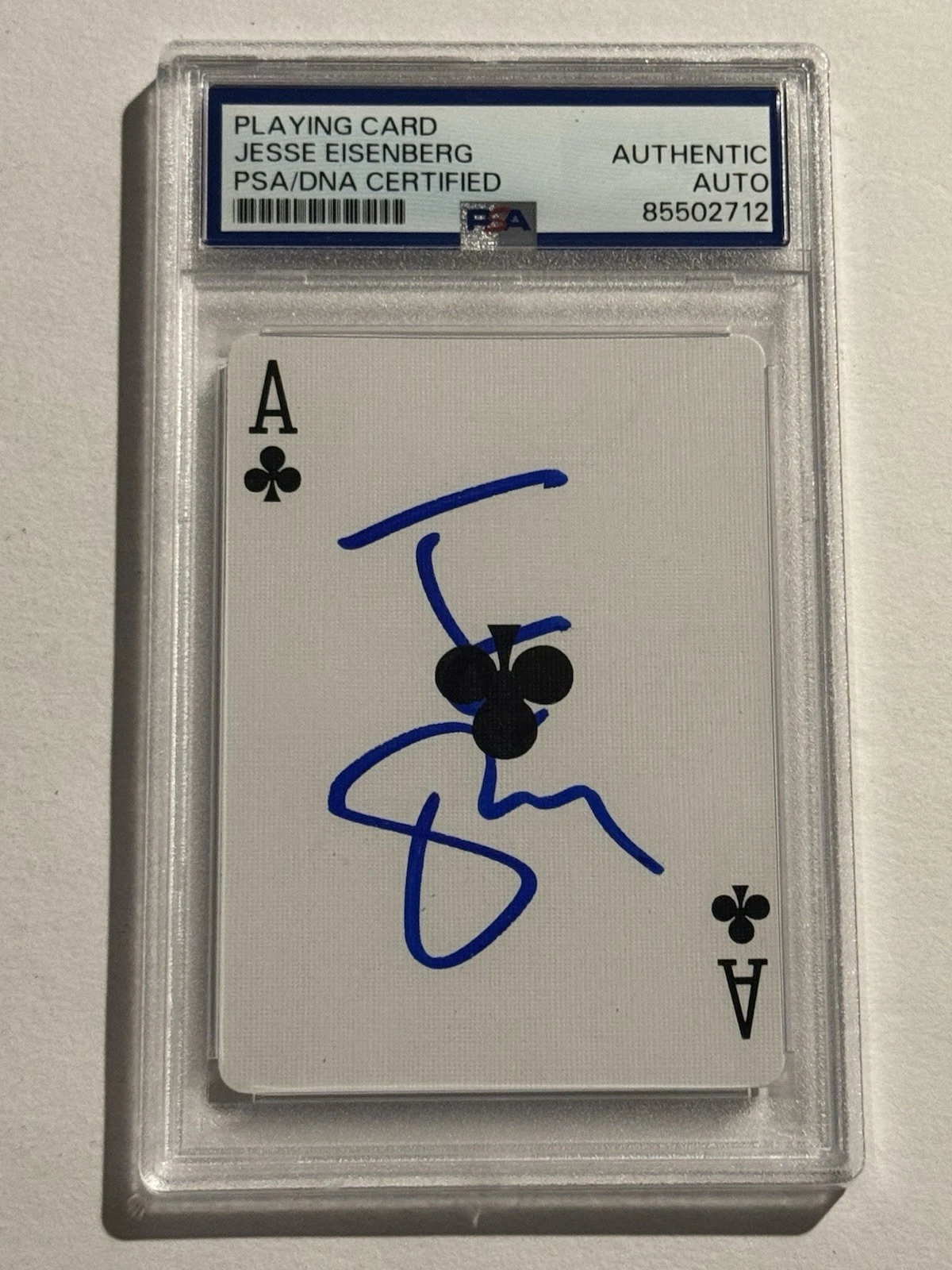 JESSE EISENBERG SIGNED NOW YOU SEE ME MOVIE PLAYING CARD PSA SLAB