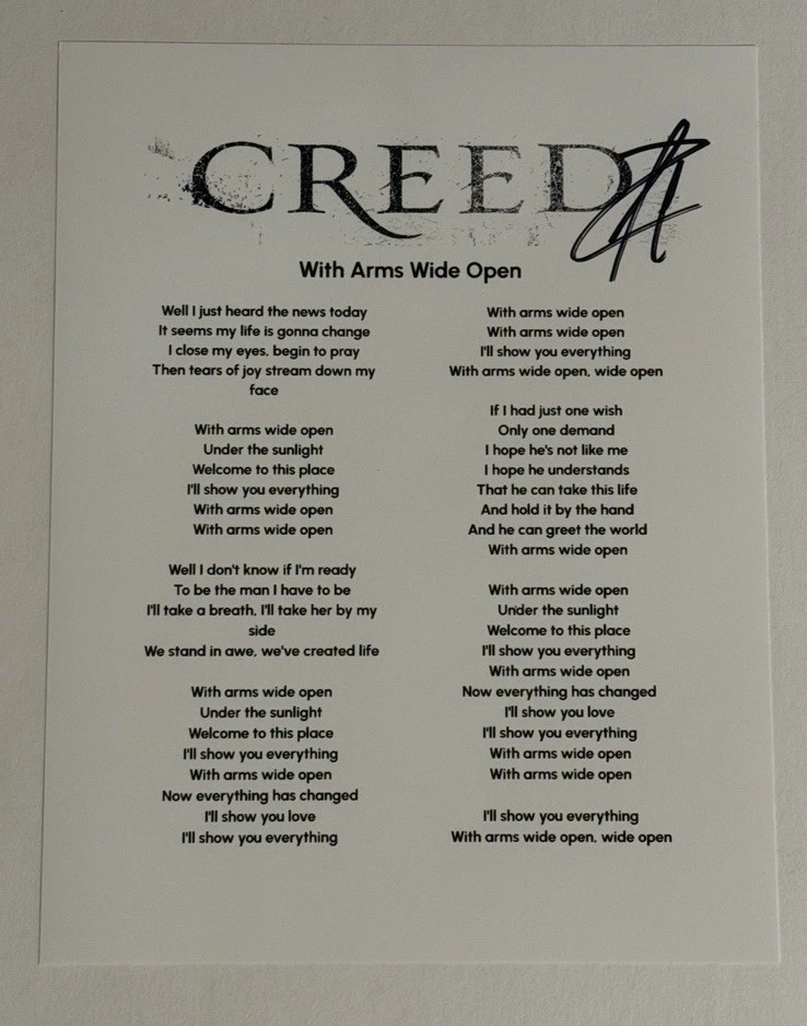 SCOTT STAPP SIGNED LYRIC SHEET AUTOGRAPHED CREED BAND LEAD SINGER RARE COA