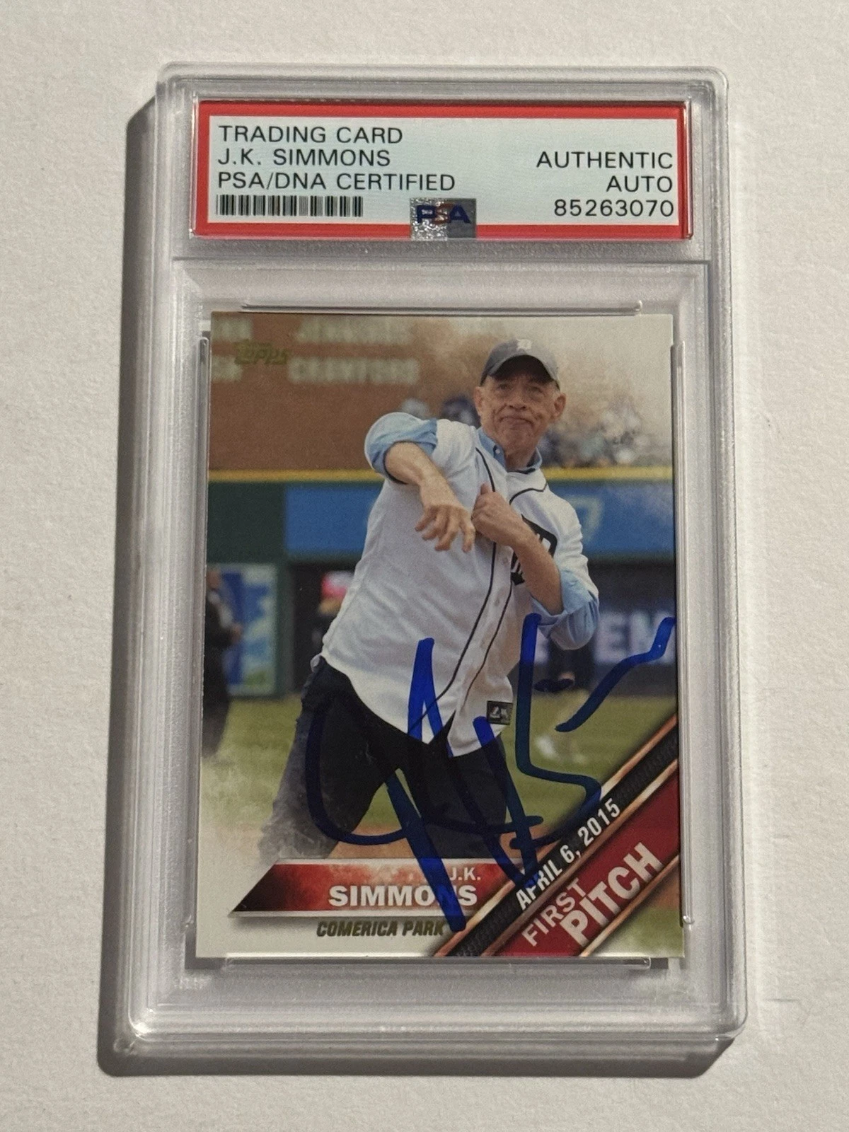 J.K. Simmons SIGNED AUTO 2016 Topps First Pitch Card Spider-Man Actor FP-18 PSA