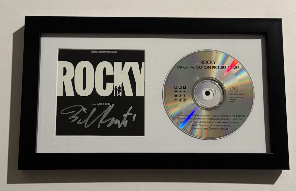 BILL CONTI HAND SIGNED CD FRAMED ROCKY MOVIE COMPOSER VERY RARE COA