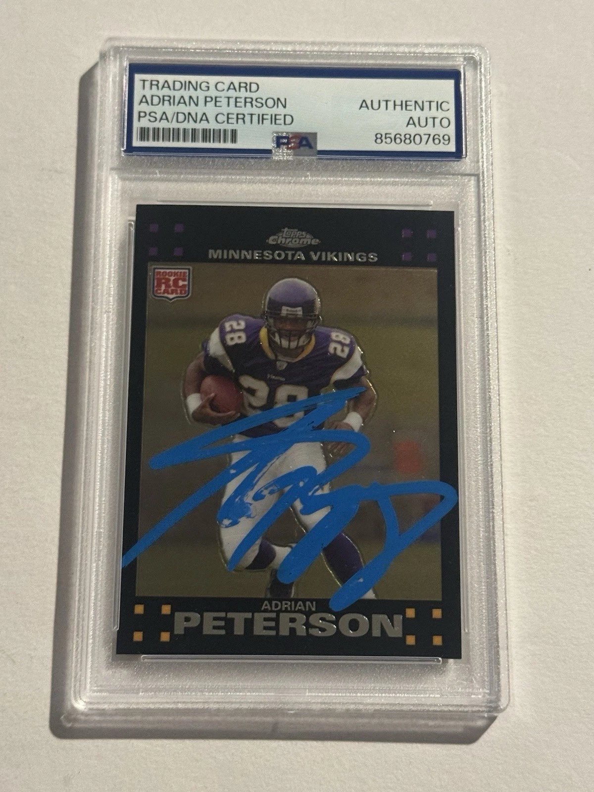ADRIAN PETERSON Minnesota Vikings Signed Auto 2007 Topps Chrome RC Card PSA