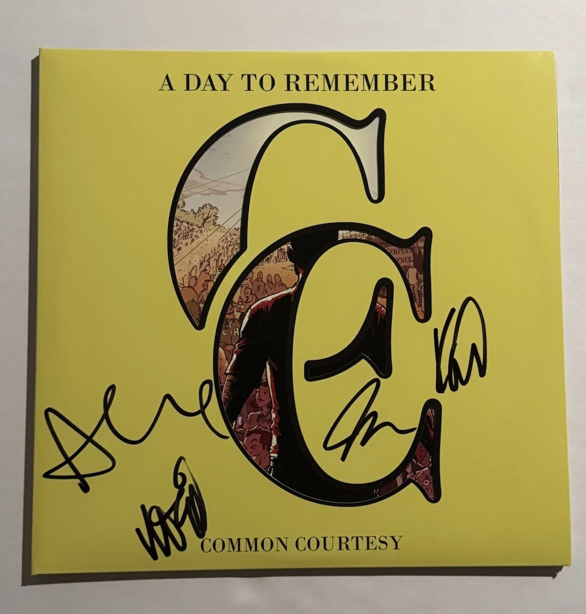 A DAY TO REMEMBER FULL BAND SIGNED VINYL ALBUM RECORD AUTOGRAPHED ROCK BAND COA COLLECTIBLE MEMORABILIA