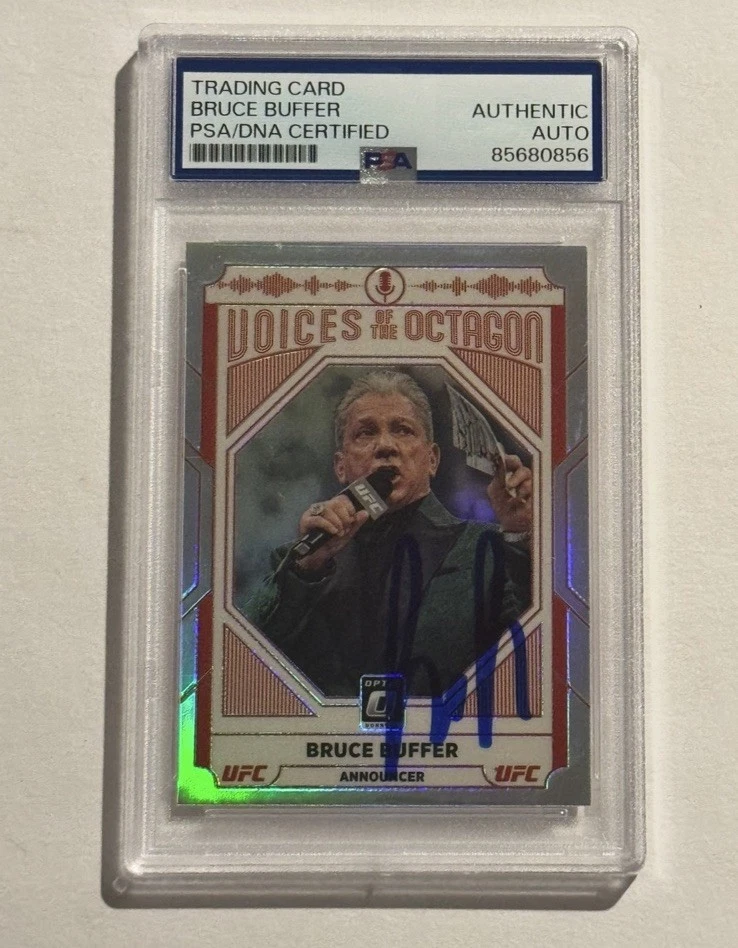 2022 Panini Donruss Optic UFC Holo Prizm Bruce Buffer SIGNED AUTO #121 PSA
