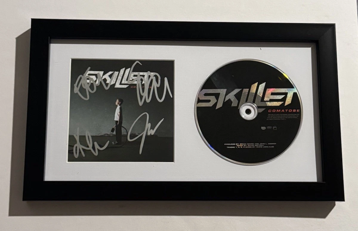 SKILLETT FULL BAND SIGNED CD FRAMED CHRISTIAN ROCK BAND JOHN COOPER RARE COA