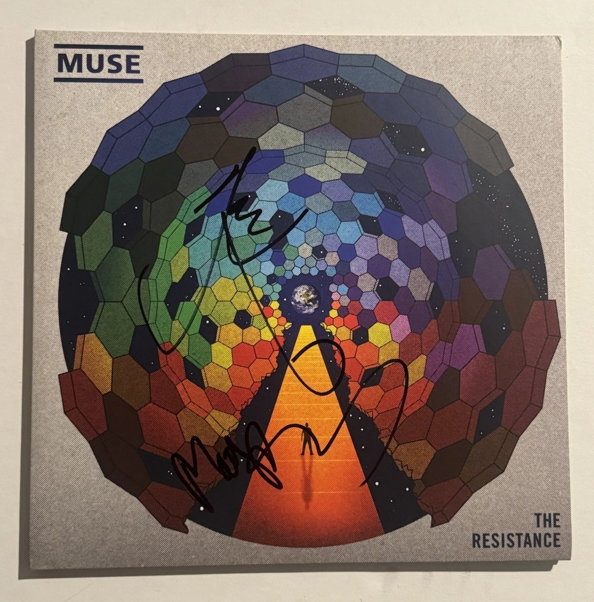 MUSE BAND SIGNED THE RESISTANCE VINYL ALBUM RECORD AUTOGRAPHED RARE COA