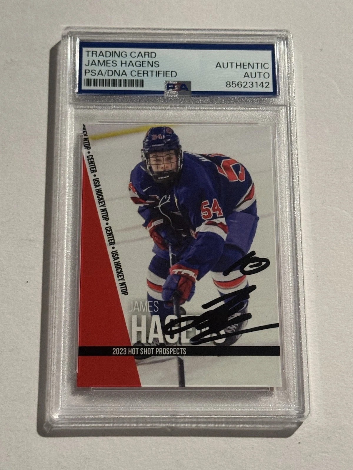 JAMES HAGENS SIGNED HOCKEY NHL PROSPECT ROOKIE RC CARD AUTO 1st ROUND PICK PSA