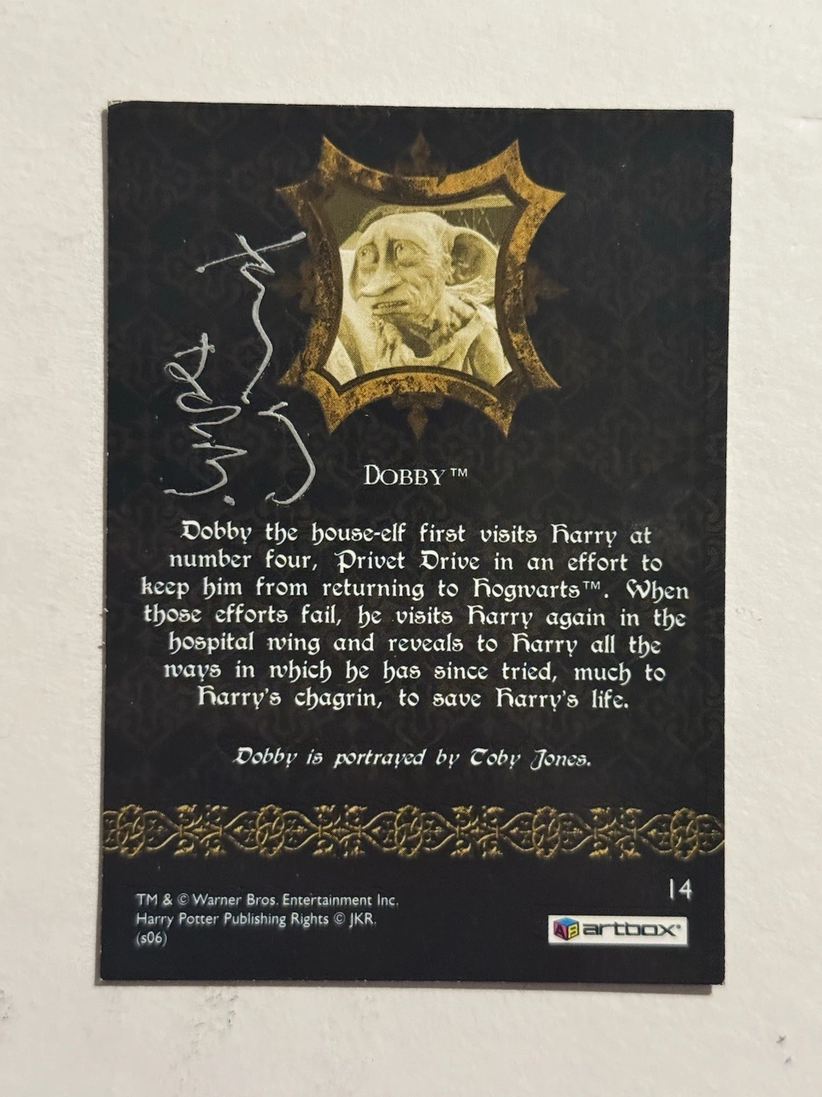 TOBY JONES SIGNED AUTO Dobby - Harry Potter: Heroes & Villains - Artbox Rare