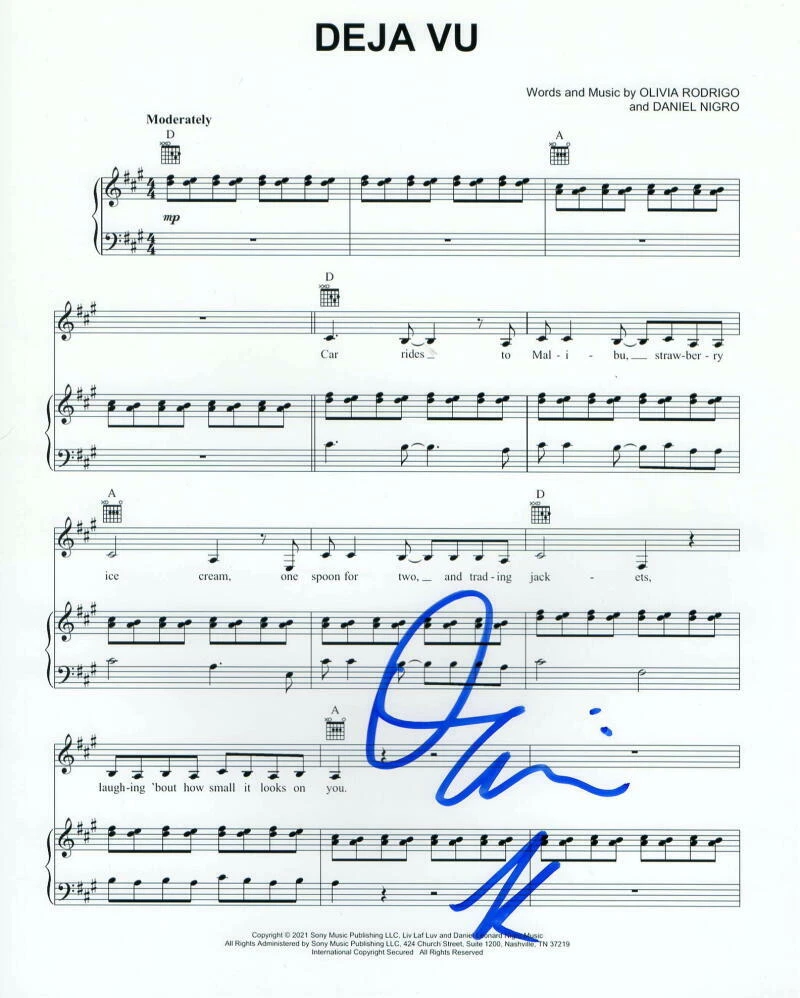 OLIVIA RODRIGO SIGNED AUTOGRAPH 