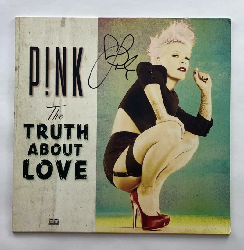 PINK P!NK SIGNED AUTOGRAPH ALBUM VINYL RECORD THE TRUTH ABOUT LOVE W/ JSA LOA